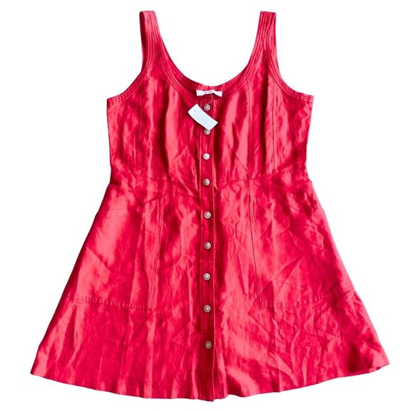 LOFT Dresses & Skirts - NEW Loft Linen-Blend Red Button Front Dress - Size 14